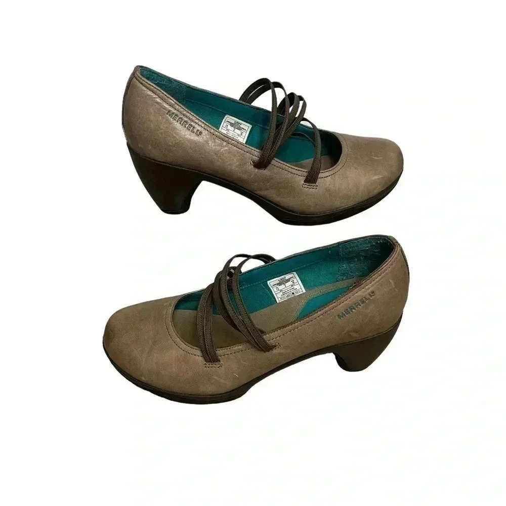Merrell Cycling Evera Cross Gray Leather Slip on Performance Heels Women’s 7.5